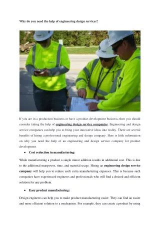 Why should you need the help of engineering services?