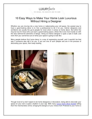 10 Easy Ways to Make Your Home Look Luxurious Without Hiring a Designer