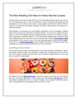The Best Wedding Gift Ideas for Newly Married Couples