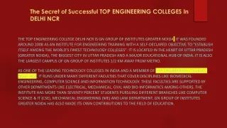 The Secret of Successful TOP ENGINEERING COLLEGES IN DELHI NCR