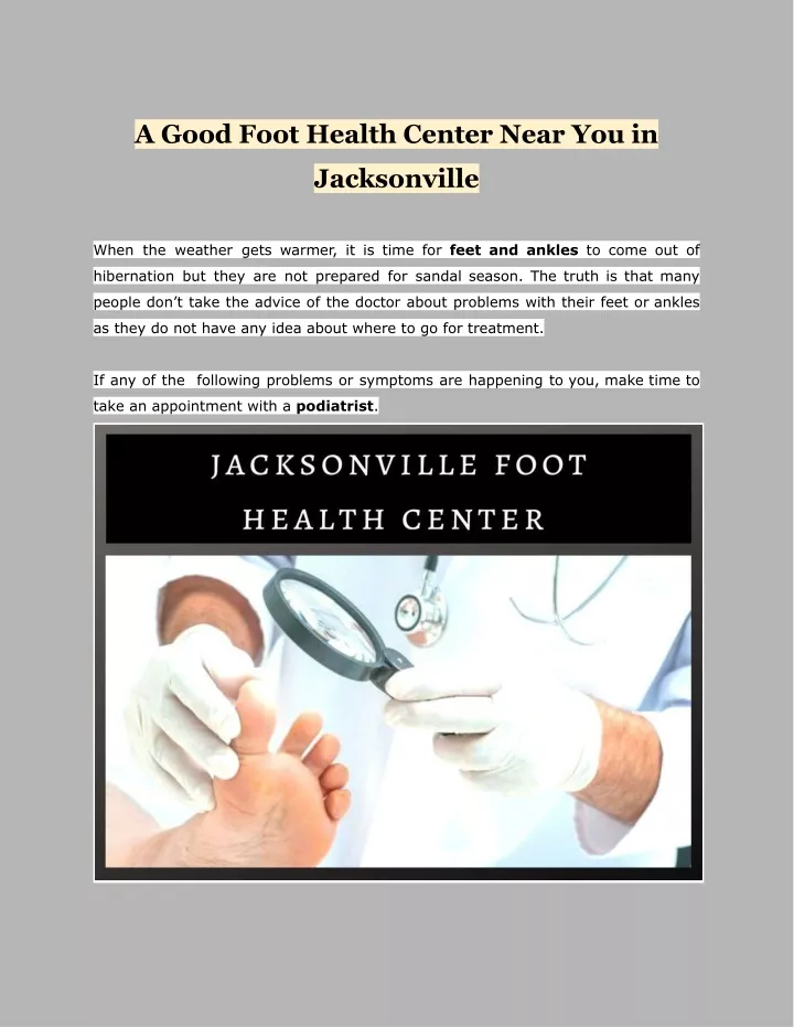 a good foot health center near you in