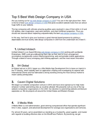 Top 5 Best Web Design Company in USA