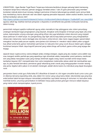 Agen Sah Lokasitogel : Agen Bandar Togel Resmi Terpercaya Indonesia Yang Paling