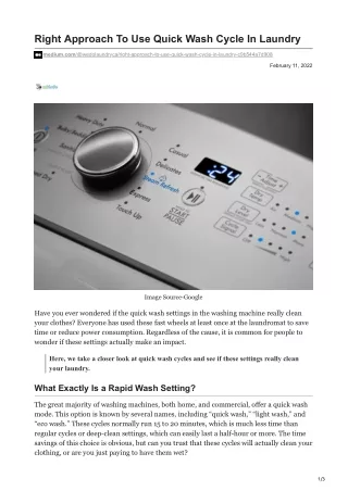 right approach to use quick wash cycle in laundry