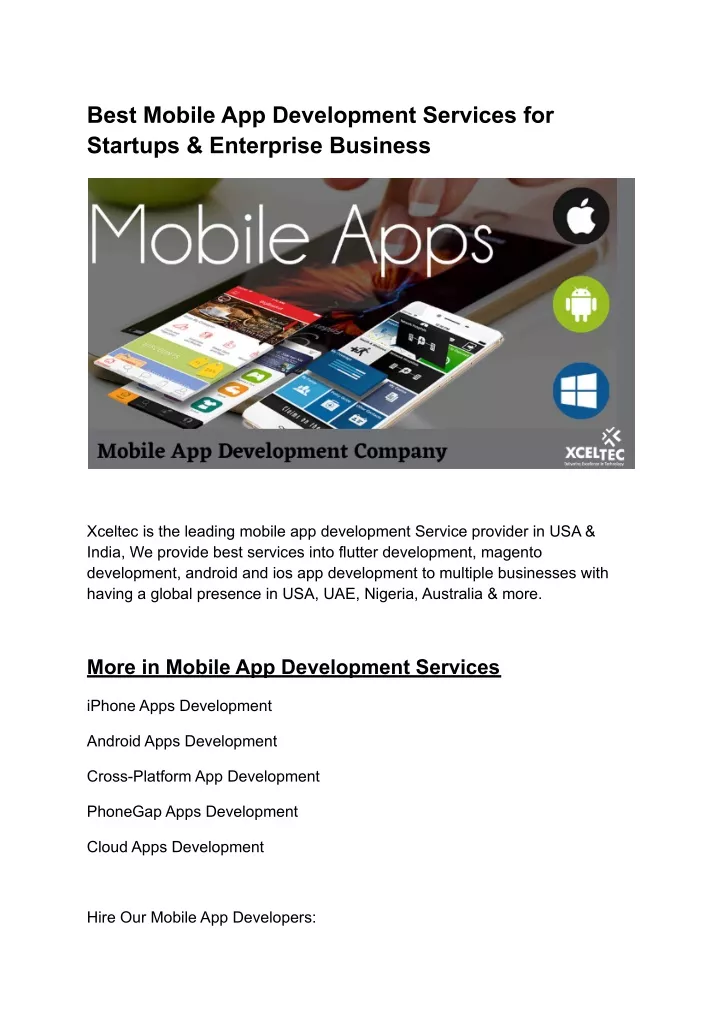 best mobile app development services for startups