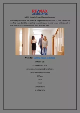 Sell My House in El Paso Realtorselpaso