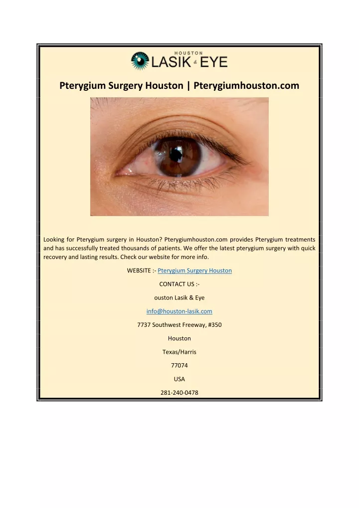 pterygium surgery houston pterygiumhouston com