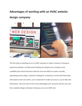 advantages of working with an hvac website