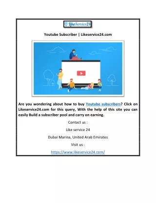 youtube subscriber likeservice24 com