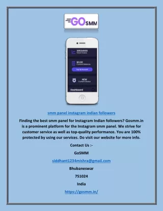SMM Panel Instagram Indian Followers | Gosmm.in