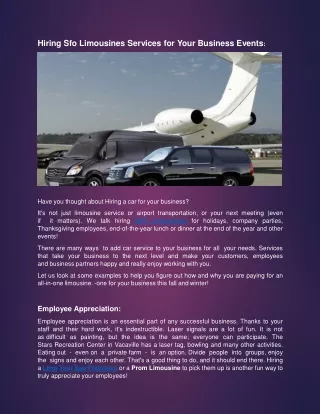 Hiring Sfo Limousines Services for Your Business Events