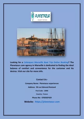 Calanques Marseille Boat Trip Online Booking | Planetazur.com