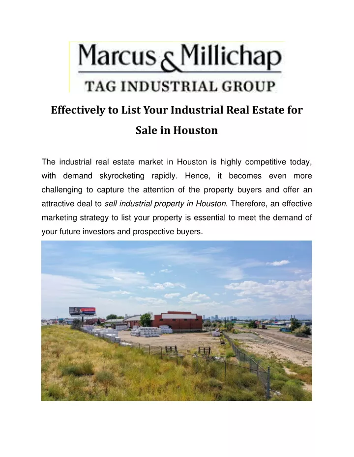 effectively to list your industrial real estate