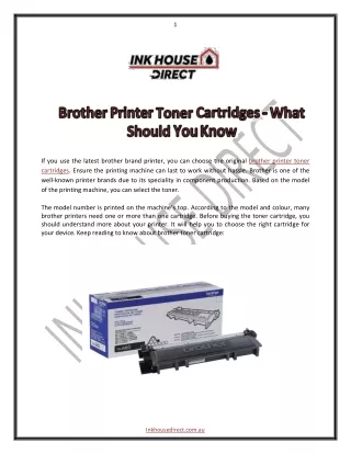 Brother Printer Toner Cartridges – What Should You Know?