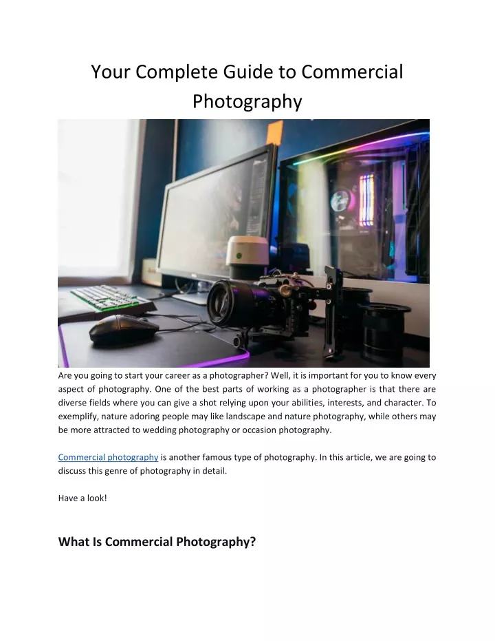 your complete guide to commercial photography