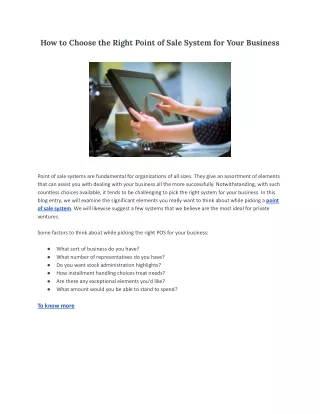 how to choose the right point of sale system