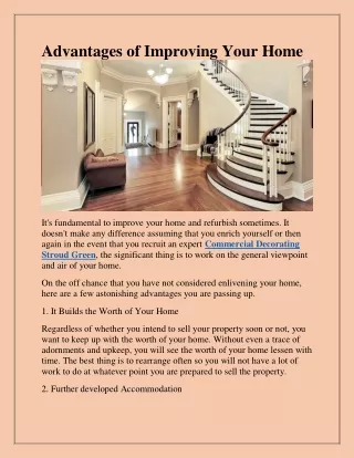 advantages of improving your home