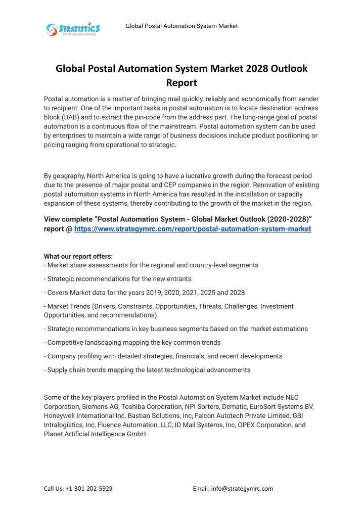 global postal automation system market