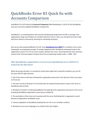 quickbooks error 83 quick fix with accounts