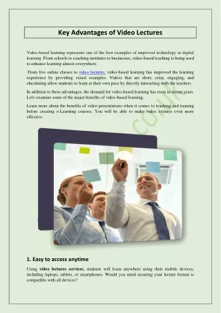 key advantages of video lectures