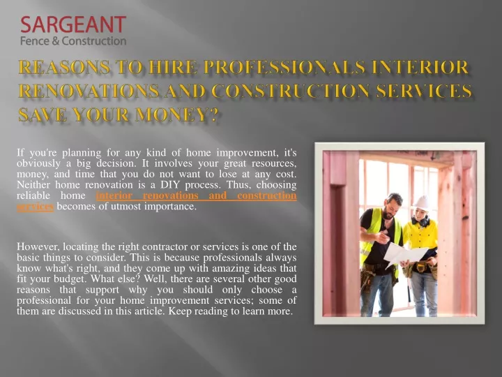 PPT - Reasons To Hire Professionals Interior Renovations And ...