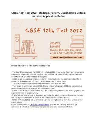CBSE 12th Test  artilce 2022