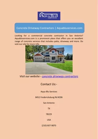 concrete driveway contractorsConcrete Driveway Contractors | Aquabluservices.com