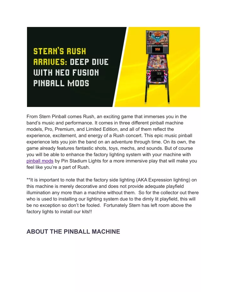 from stern pinball comes rush an exciting game