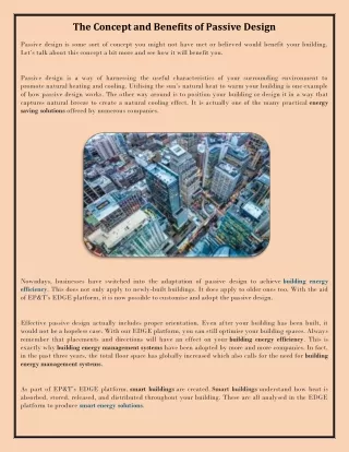 The Concept and Benefits of Passive Design