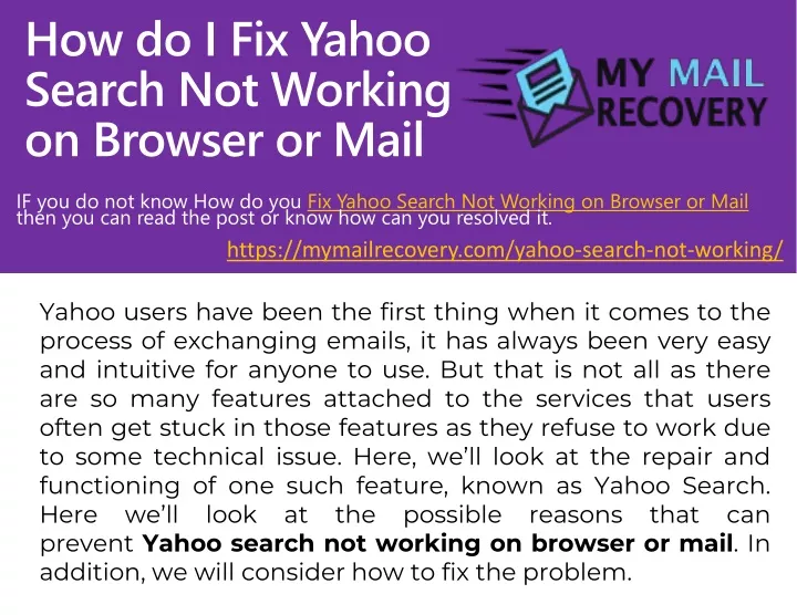 how do i fix yahoo search not working on browser