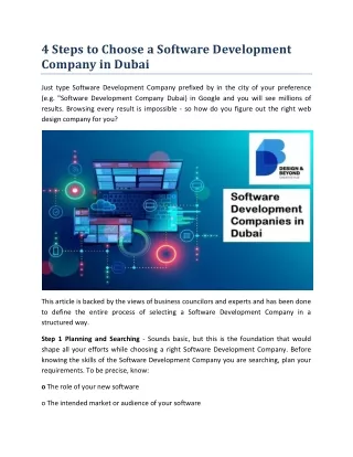 4 Steps to Choose a Software Development Company in Dubai