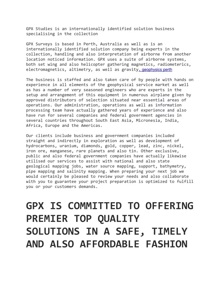 gpx studies is an internationally identified