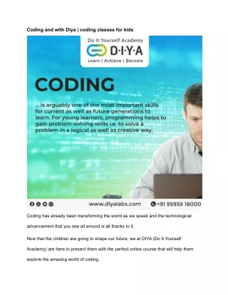 Coding and with Diya _ coding classes for kids