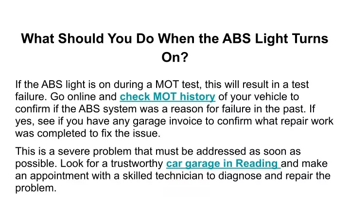 what should you do when the abs light turns on