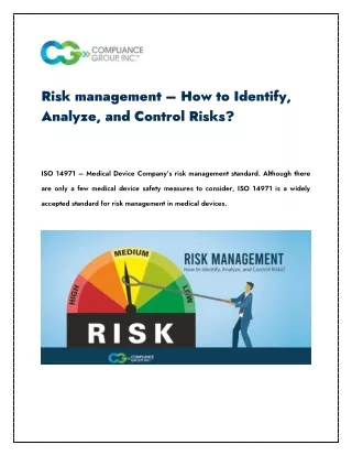 Risk management – How to Identify, Analyze, and Control Risks