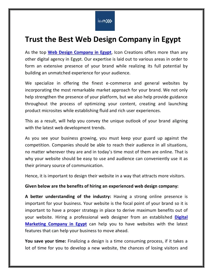 trust the best web design company in egypt