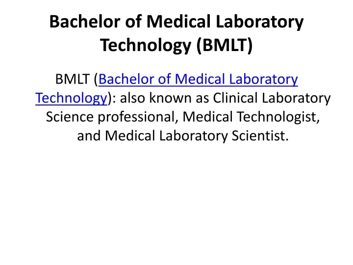 bachelor of medical laboratory technology bmlt