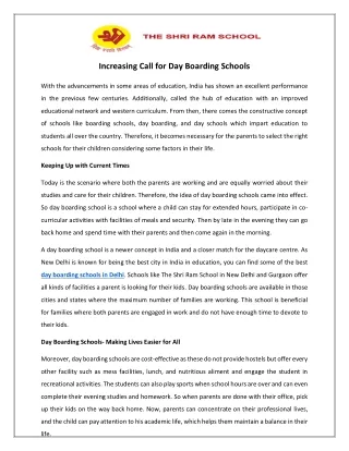 increasing call for day boarding schools