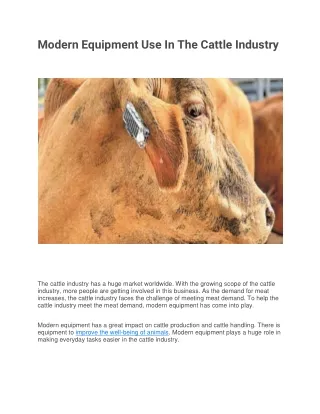 Modern Equipment Use In The Cattle Industry