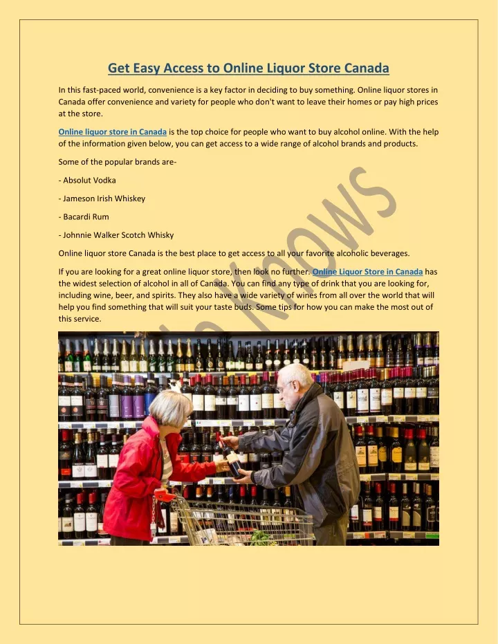 get easy access to online liquor store canada