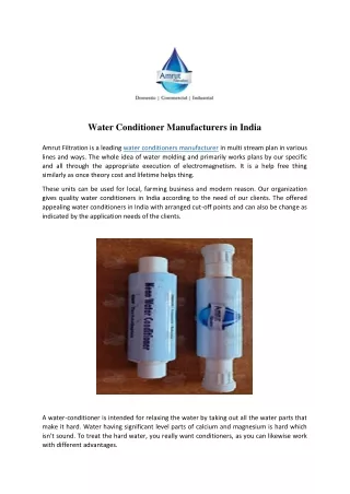 Water Conditioner Manufacturers