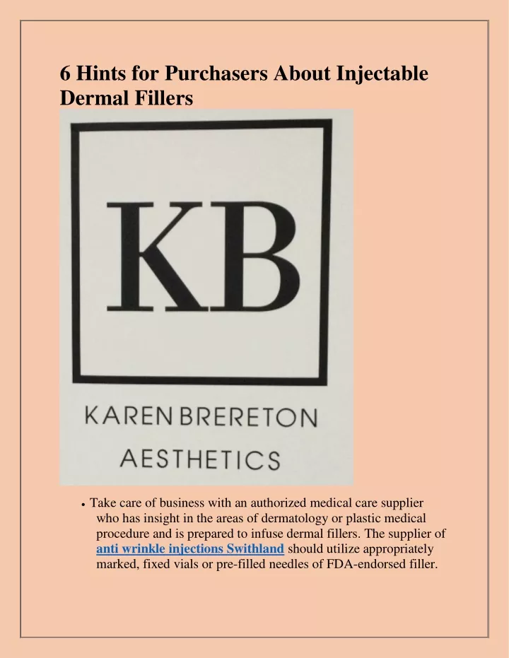 6 hints for purchasers about injectable dermal