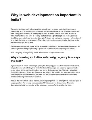 Why is web development so important in India