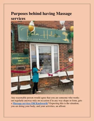 purposes behind having massage services