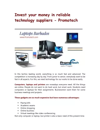 Invest your money in reliable technology suppliers - Promotech-converted