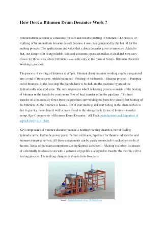 how does a bitumen drum decanter work
