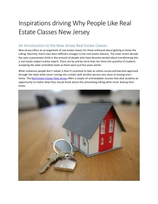 Motivations behind Why Individuals Like Real Estate Classes New Jersey