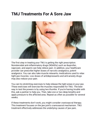 TMJ Treatments For A Sore Jaw