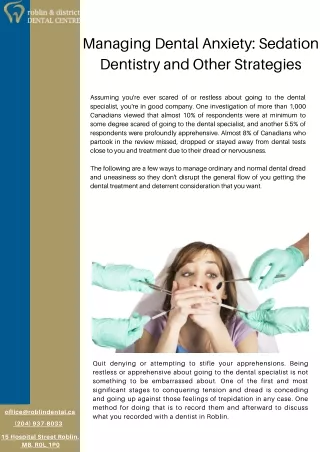 Managing Dental Anxiety Sedation Dentistry and Other Strategies