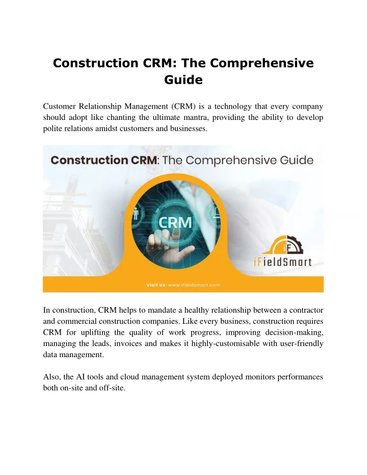 construction crm the comprehensive guide